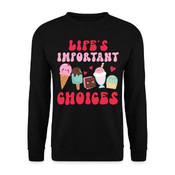 Ice Cream Cone Popsicle Life's - Unisex Pullover - Schwarz - Vorne - Alina (178cm) & Michal (187cm)