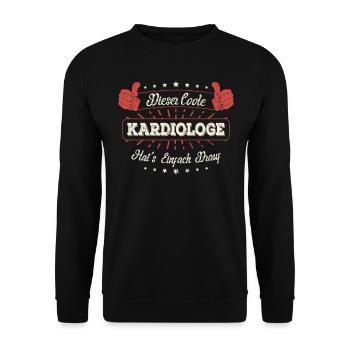 Dieser Coole Kardiologe Geschenk Kollegen Spruch - Unisex Pullover - Schwarz - Vorne - Alina (178cm) & Michal (187cm)
