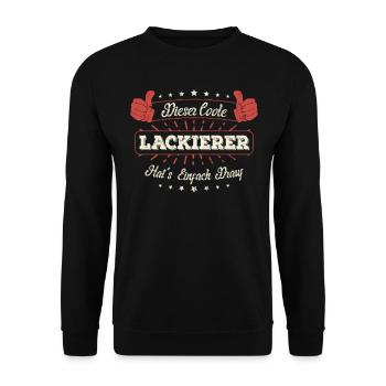 Dieser Coole Lackierer Geschenk Kollegen Spruch - Unisex Pullover - Schwarz - Vorne - Alina (178cm) & Michal (187cm)