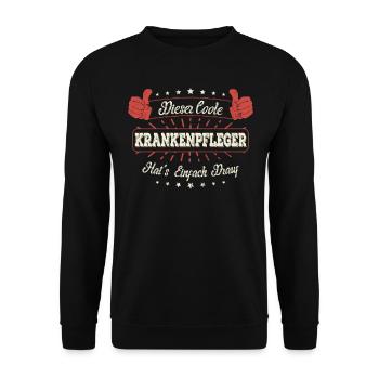 Dieser Coole Krankenpfleger Geschenk Kollegen - Unisex Pullover - Schwarz - Vorne - Alina (178cm) & Michal (187cm)