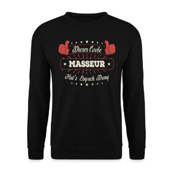Dieser Coole Masseur Geschenk Kollegen Spruch - Unisex Pullover - Schwarz - Vorne - Alina (178cm) & Michal (187cm)