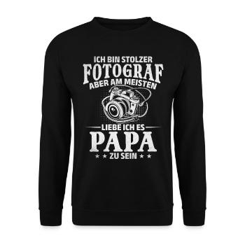 Fotograf Papa Fotografen Fotografie Ich bin - Unisex Pullover - Schwarz - Vorne - Alina (178cm) & Michal (187cm)