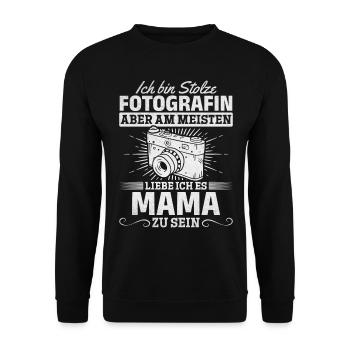 Kamera Fotografin Mama Fotografie Ich bin Stolze - Unisex Pullover - Schwarz - Vorne - Alina (178cm) & Michal (187cm)