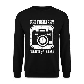 Fotografie Das ist mein Game-Fotograf - Unisex Pullover - Schwarz - Vorne - Alina (178cm) & Michal (187cm)