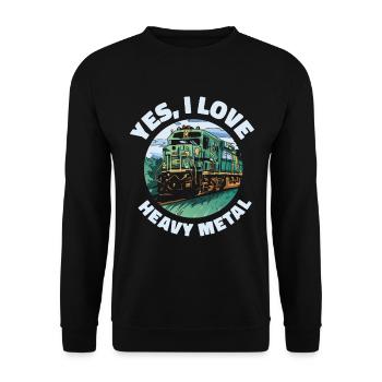 Zugverkehr Lokomotive Heavy Metal - Unisex Pullover - Schwarz - Vorne - Alina (178cm) & Michal (187cm)