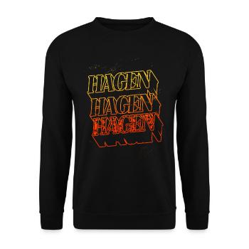 Hagen Germany City Skyline Home Font - Unisex Sweatshirt - black - Front - Alina (178cm) & Michal (187cm)