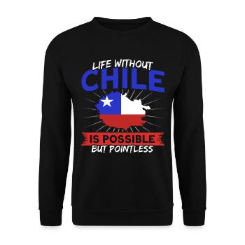 Life without Chile Chile Souvenir - Unisex Sweatshirt - black - Front - Alina (178cm) & Michal (187cm)