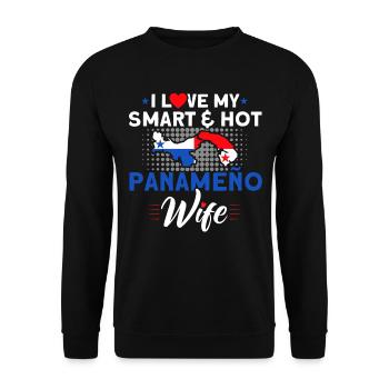 Hot Panameno Woman Panama Souvenir - Unisex Sweatshirt - black - Front - Alina (178cm) & Michal (187cm)