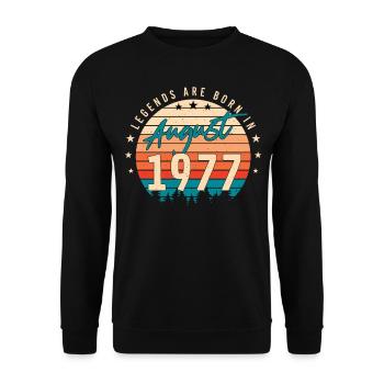 Baujahr August 1977 - Unisex Pullover - Schwarz - Vorne - Alina (178cm) & Michal (187cm)