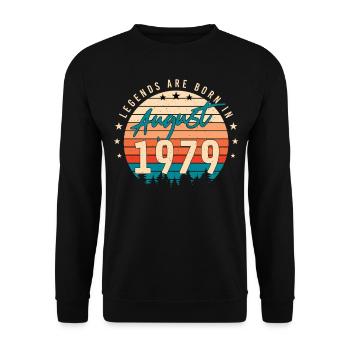 Baujahr August 1979 - Unisex Pullover - Schwarz - Vorne - Alina (178cm) & Michal (187cm)