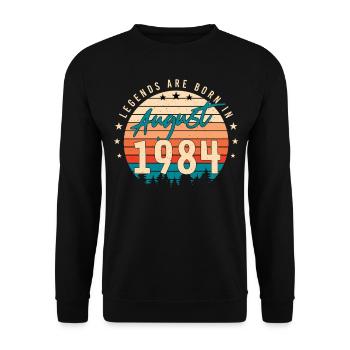 Geboren 1984 Im August - Unisex Pullover - Schwarz - Vorne - Alina (178cm) & Michal (187cm)
