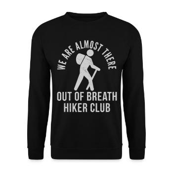 À bout de souffle, Hiker Club Amoureux de la nature Drôle - Sweat-shirt Unisexe - noir - Devant - Alina (178cm) & Michal (187cm)