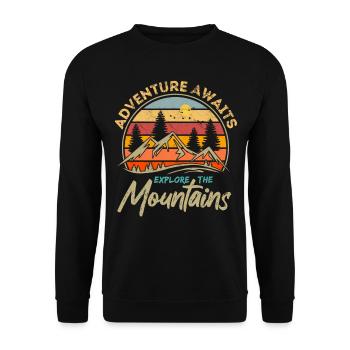L’aventure vous attend - Explorez les montagnes - Retro - Sweat-shirt Unisexe - noir - Devant - Alina (178cm) & Michal (187cm)