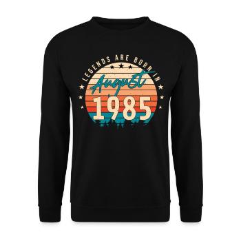Geboren 1985 Im August - Unisex Pullover - Schwarz - Vorne - Alina (178cm) & Michal (187cm)