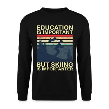 L’éducation est importante, mais le ski est plus important - Sweat-shirt Unisexe - noir - Devant - Alina (178cm) & Michal (187cm)