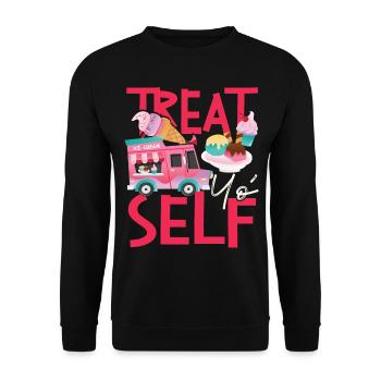 Cône de crème glacée Treat Yo' Self - Sweat-shirt Unisexe - noir - Devant - Alina (178cm) & Michal (187cm)