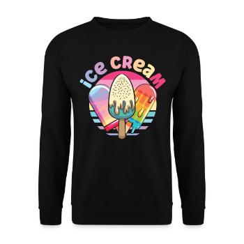 Ice Cream Cone Popsicle Retro Ice - Unisex Pullover - Schwarz - Vorne - Alina (178cm) & Michal (187cm)