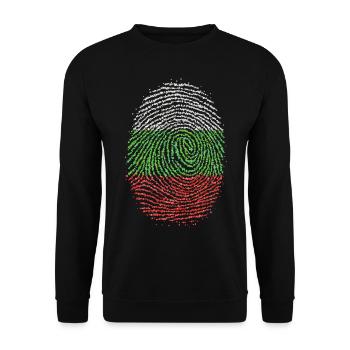 Bulgarien Flagge Fingerabdruck Bulgarisch Heimat - Unisex Pullover - Schwarz - Vorne - Alina (178cm) & Michal (187cm)
