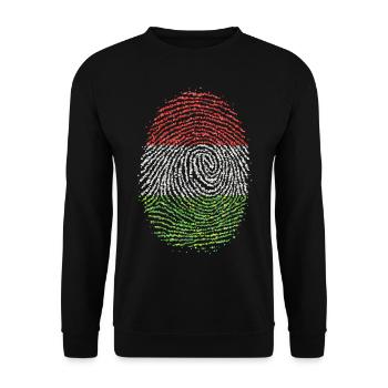 Ungarn Ungarisch Ungarer Fingerabdruck Flagge - Unisex Pullover - Schwarz - Vorne - Alina (178cm) & Michal (187cm)