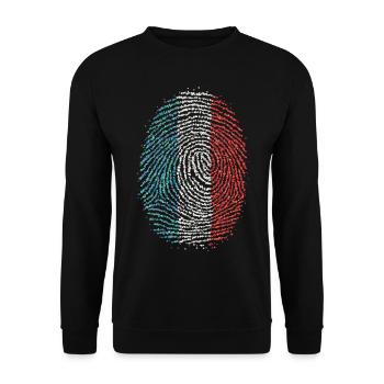 France French French Fingerprint Flag - Unisex Sweatshirt - black - Front - Alina (178cm) & Michal (187cm)