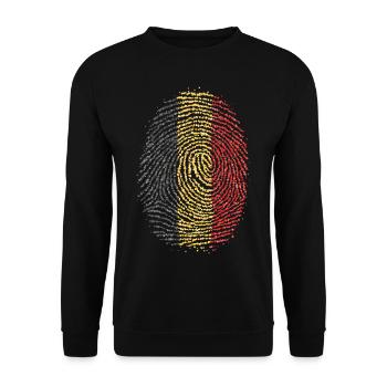 Belgien Belgier Belgisch Fingerabdruck Flagge - Unisex Pullover - Schwarz - Vorne - Alina (178cm) & Michal (187cm)