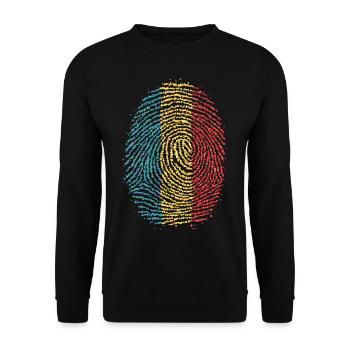 Romania Romanian Fingerprint Flag - Unisex Sweatshirt - black - Front - Alina (178cm) & Michal (187cm)