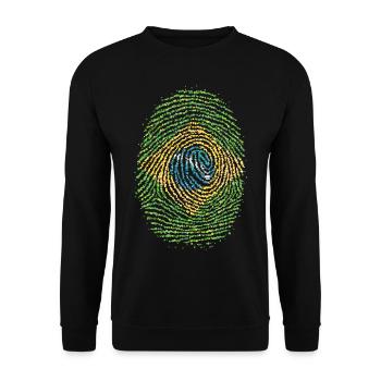 Brazil Brazilian Fingerprint Flag - Unisex Sweatshirt - black - Front - Alina (178cm) & Michal (187cm)
