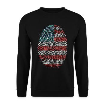 United States USA America Fingerprint - Unisex Sweatshirt - black - Front - Alina (178cm) & Michal (187cm)