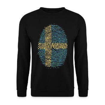 Sweden Swedish Swedish Fingerprint Flag - Unisex Sweatshirt - black - Front - Alina (178cm) & Michal (187cm)
