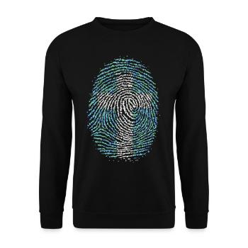 Jesus Christlich Christ Fingerabdruck Kreuz - Unisex Pullover - Schwarz - Vorne - Alina (178cm) & Michal (187cm)