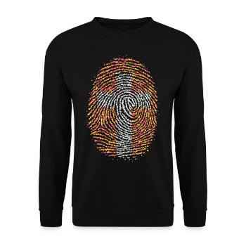 Croix Christ Priez l’empreinte digitale chrétienne - Sweat-shirt Unisexe - noir - Devant - Alina (178cm) & Michal (187cm)