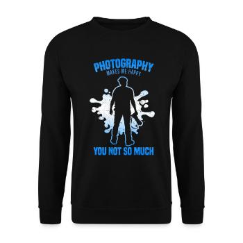 Fotografie macht mich glücklich Du nicht so sehr - Unisex Pullover - Schwarz - Vorne - Alina (178cm) & Michal (187cm)