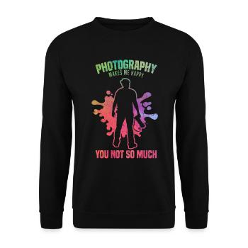 Photography doesn't make me so happy - - Unisex Sweatshirt - black - Front - Alina (178cm) & Michal (187cm)