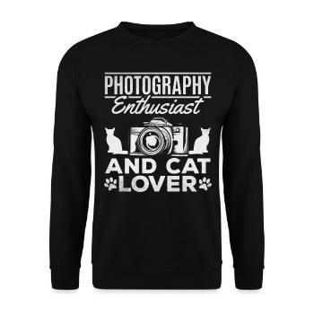 Photography enthusiast and cat lover photographer - Unisex Sweatshirt - black - Front - Alina (178cm) & Michal (187cm)