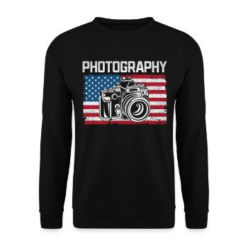 Photography US Flag Photography Lovers - Unisex Sweatshirt - black - Front - Alina (178cm) & Michal (187cm)