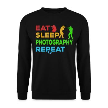 Photographe Eat Sleep Photography - Photo de l’appareil photo - Sweat-shirt Unisexe - noir - Devant - Alina (178cm) & Michal (187cm)