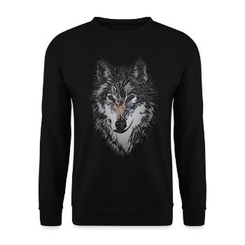 Siberian Husky Animal Motif Art Dog Print - Unisex Sweatshirt - black - Front - Alina (178cm) & Michal (187cm)