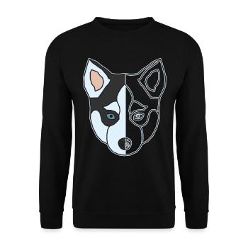 Siberian Husky Animal Motif Art Dog Print - Unisex Sweatshirt - black - Front - Alina (178cm) & Michal (187cm)