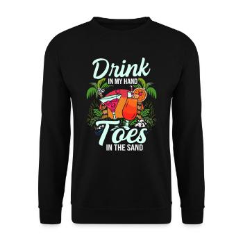 Boire dans mes orteils dans le sable Beach Holiday - Sweat-shirt Unisexe - noir - Devant - Alina (178cm) & Michal (187cm)