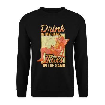 Boire dans mes orteils dans le sable Beach Holiday - Sweat-shirt Unisexe - noir - Devant - Alina (178cm) & Michal (187cm)