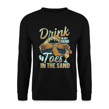 Boire dans mes orteils dans le sable Beach Holiday - Sweat-shirt Unisexe - noir - Devant - Alina (178cm) & Michal (187cm)