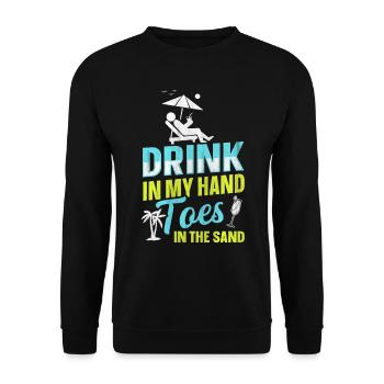 Boire dans mes orteils dans le sable Beach Holiday - Sweat-shirt Unisexe - noir - Devant - Alina (178cm) & Michal (187cm)