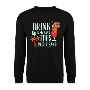 Boire dans mes orteils dans le sable Beach Holiday - Sweat-shirt Unisexe - noir - Devant - Alina (178cm) & Michal (187cm)