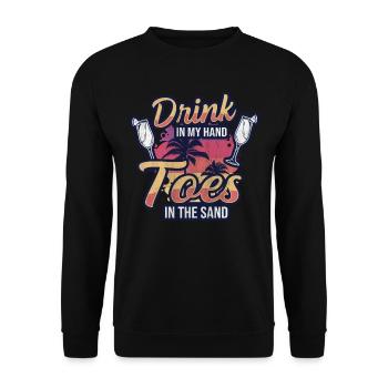 Boire dans mes orteils dans le sable Beach Holiday - Sweat-shirt Unisexe - noir - Devant - Alina (178cm) & Michal (187cm)