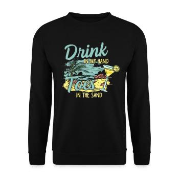 Boire dans mes orteils dans le sable Beach Holiday - Sweat-shirt Unisexe - noir - Devant - Alina (178cm) & Michal (187cm)