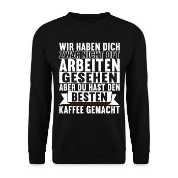 Abschiedsgeschenk Jobwechsel Kollegen - Unisex Pullover - Schwarz - Vorne - Alina (178cm) & Michal (187cm)