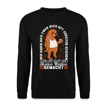 Abschiedsgeschenk Jobwechsel Kollegen - Unisex Pullover - Schwarz - Vorne - Alina (178cm) & Michal (187cm)