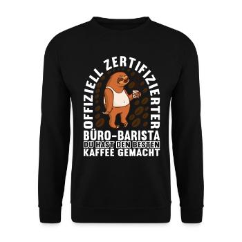Abschiedsgeschenk Jobwechsel Kollegen - Unisex Pullover - Schwarz - Vorne - Alina (178cm) & Michal (187cm)