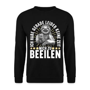 Sloth Lazy Laziness Late riser - Unisex Sweatshirt - black - Front - Alina (178cm) & Michal (187cm)