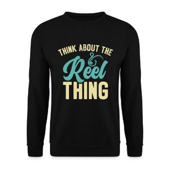 Pensez au passe-temps de pêche Reel Thing - Sweat-shirt Unisexe - noir - Devant - Alina (178cm) & Michal (187cm)